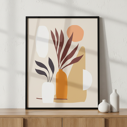 Botanical wall art vector ภาพติดผังสไตล์สแกนดิเนเวีย สำหรับตกแต่งบ้านและคอนโด พร้อมกรอบคุณภาพ