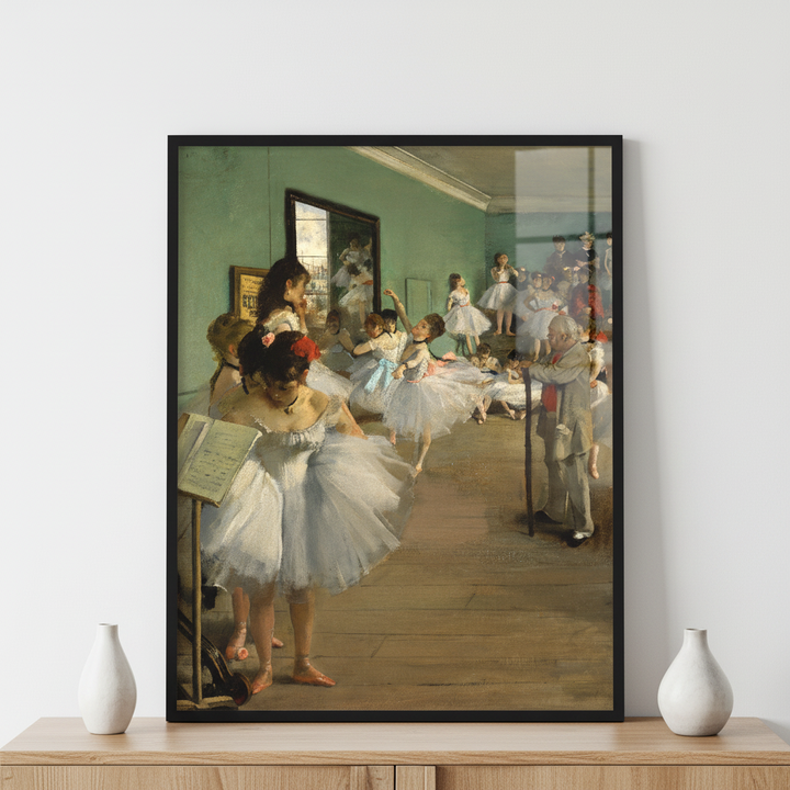 The Dance Class, by Edgar Degas ภาพติดผังสไตล์นามธรรม สำหรับตกแต่งบ้านและคอนโด พร้อมกรอบคุณภาพ