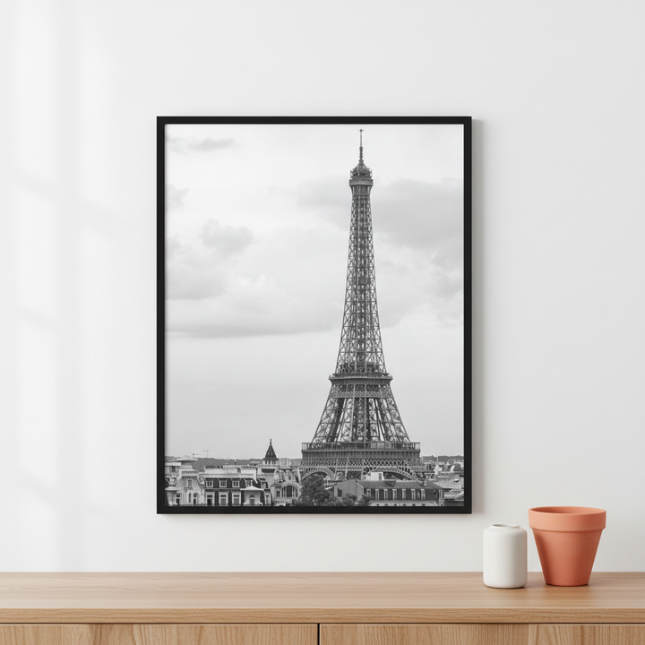 Eiffel Tower ภาพติดผังสไตล์นามธรรม สำหรับตกแต่งบ้านและคอนโด พร้อมกรอบคุณภาพ