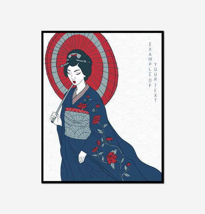 Woman kimono dress red umbrella