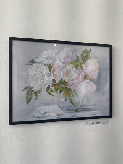 Painting vase flowers table cloth
