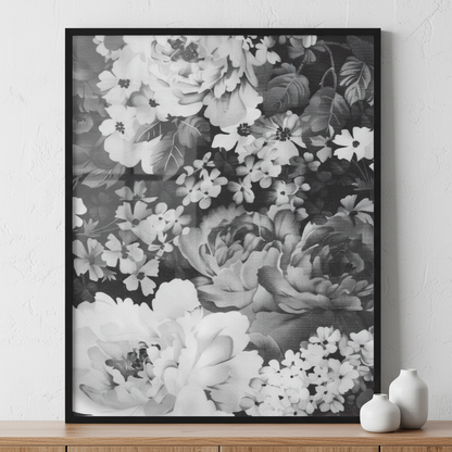 Vintage floral fabric ภาพติดผังสไตล์นามธรรม สำหรับตกแต่งบ้านและคอนโด พร้อมกรอบคุณภาพ