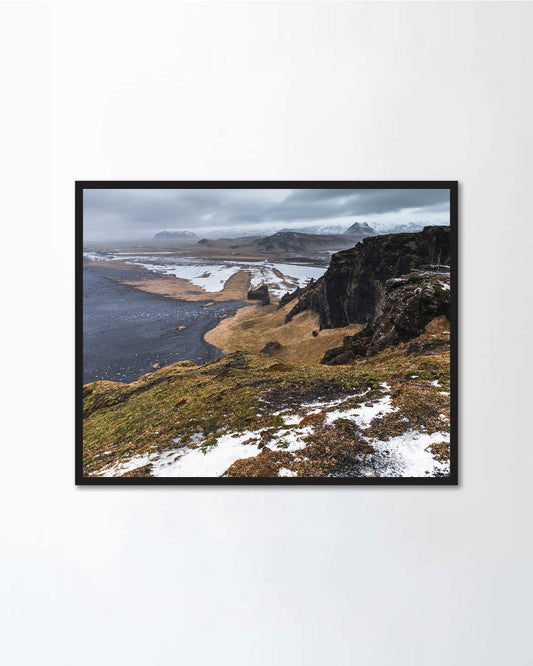 Black sand beach landscape