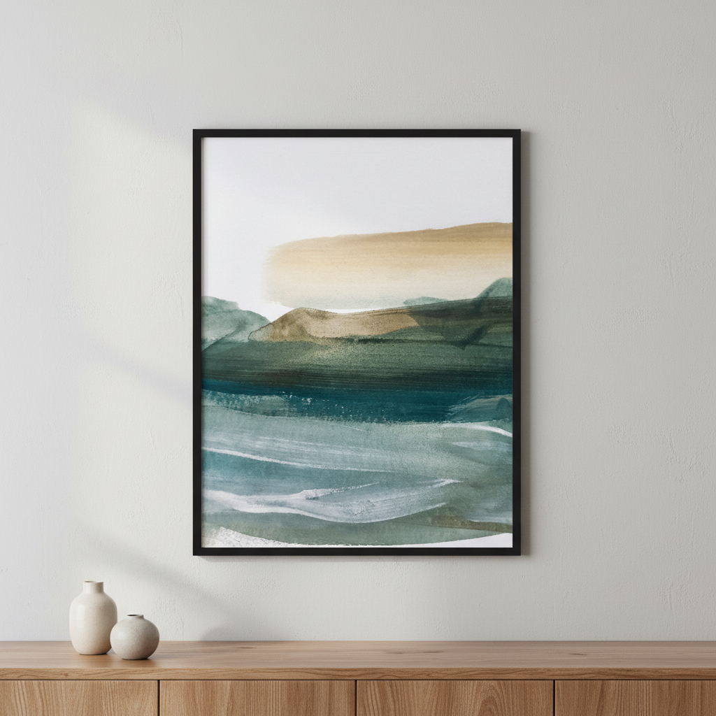 Modern Abstract Art Painting ภาพติดผังสไตล์สแกนดิเนเวีย สำหรับตกแต่งบ้านและคอนโด พร้อมกรอบคุณภาพ