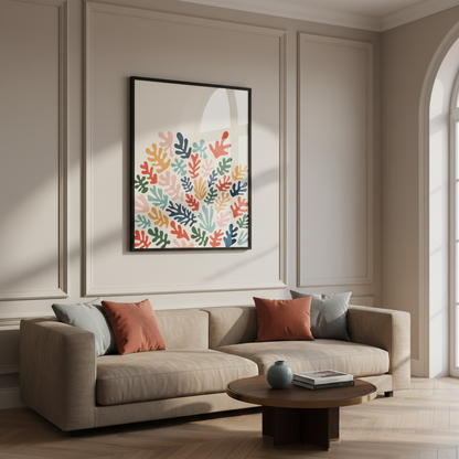 Abstract coral poster Matisse style