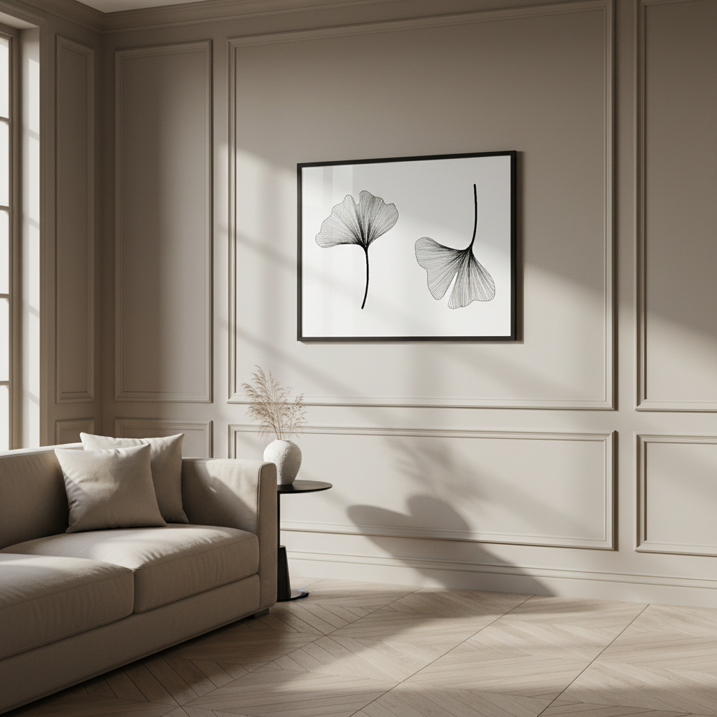 Ginkgo biloba set isolated