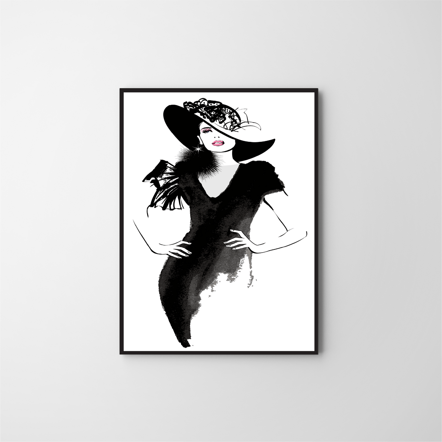 Fashion model with black hat