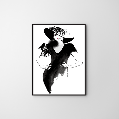 Fashion model with black hat