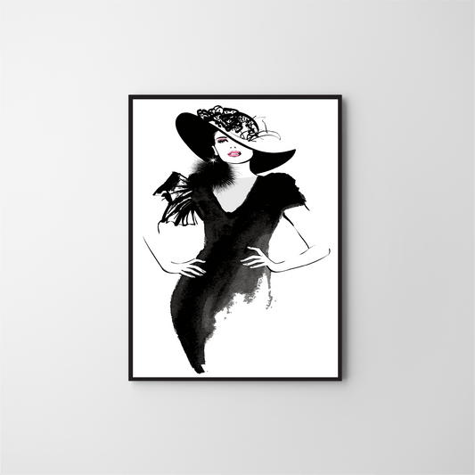 Fashion model with black hat