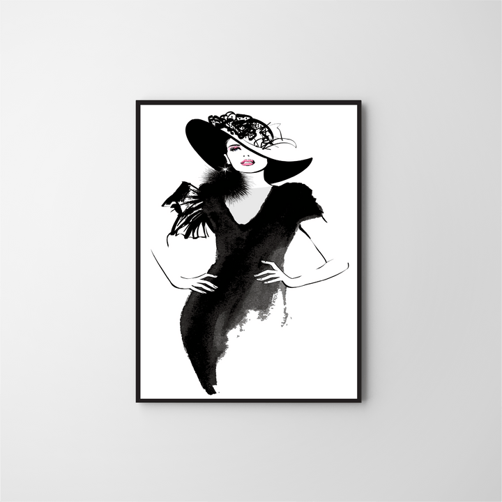 Fashion model with black hat