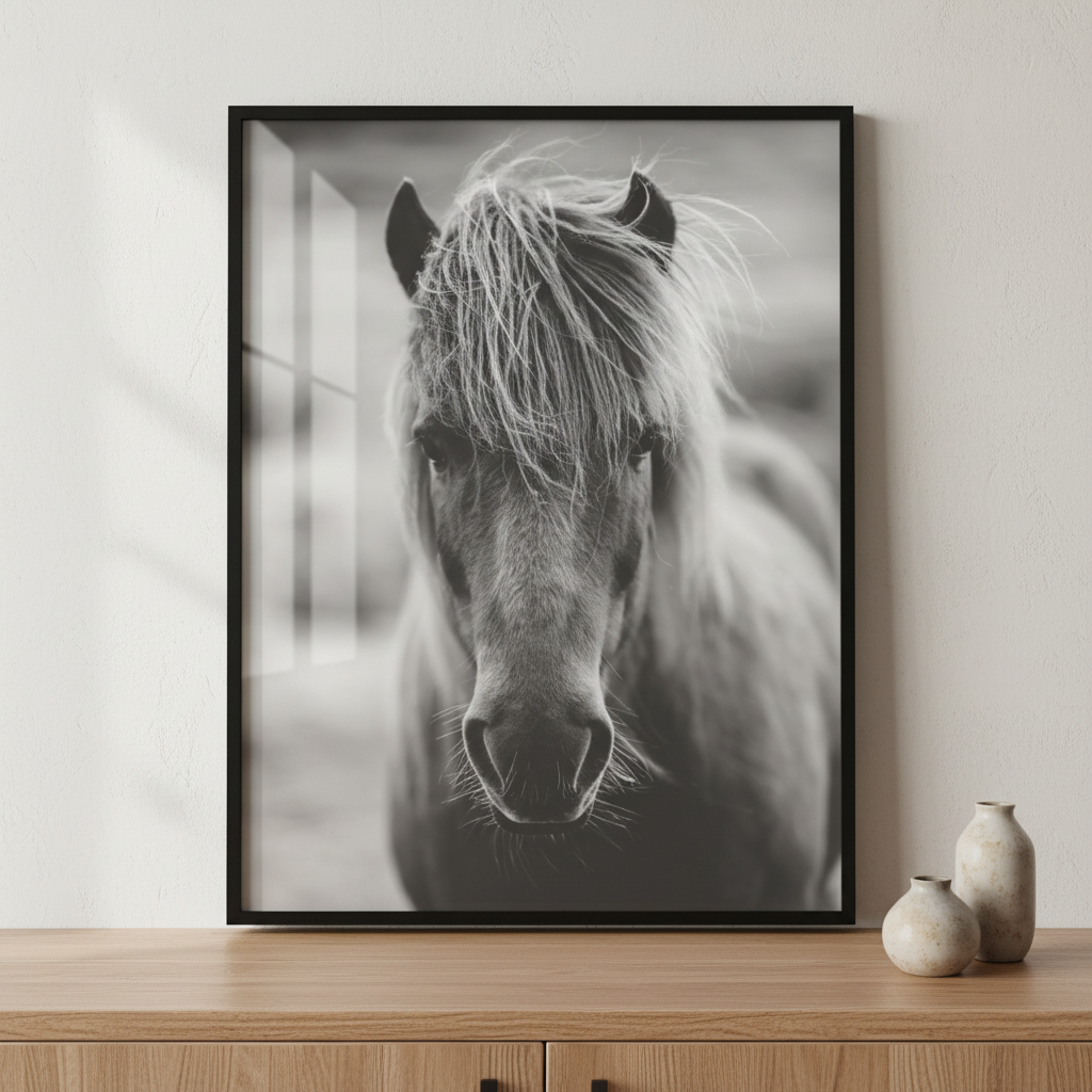Portrait of Icelandic horse ภาพติดผังสไตล์สแกนดิเนเวีย สำหรับตกแต่งบ้านและคอนโด พร้อมกรอบคุณภาพ