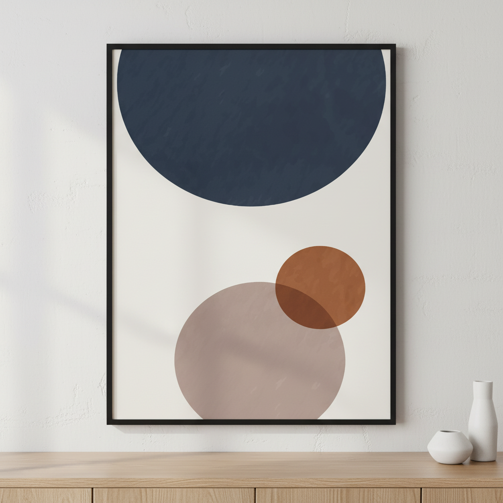 Abstract geometric art ภาพติดผังสไตล์สแกนดิเนเวีย สำหรับตกแต่งบ้านและคอนโด พร้อมกรอบคุณภาพ