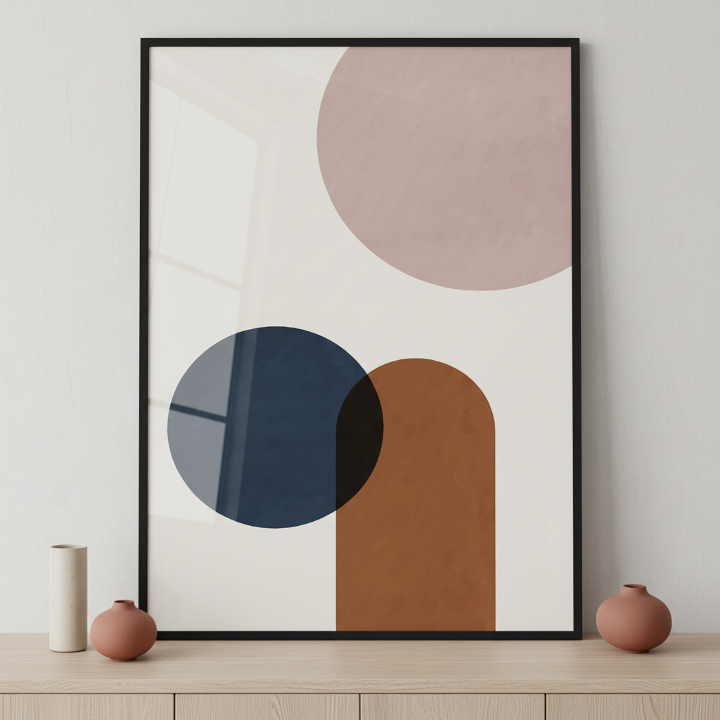 Abstract geometric art ภาพติดผังสไตล์นามธรรม สำหรับตกแต่งบ้านและคอนโด พร้อมกรอบคุณภาพ