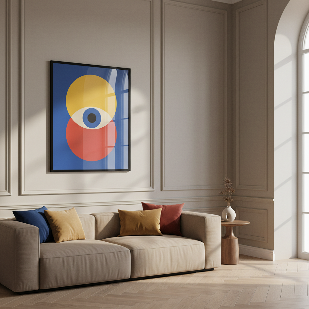 Set of minimal 20s geometric design with eyes