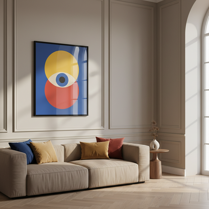 Set of minimal 20s geometric design with eyes