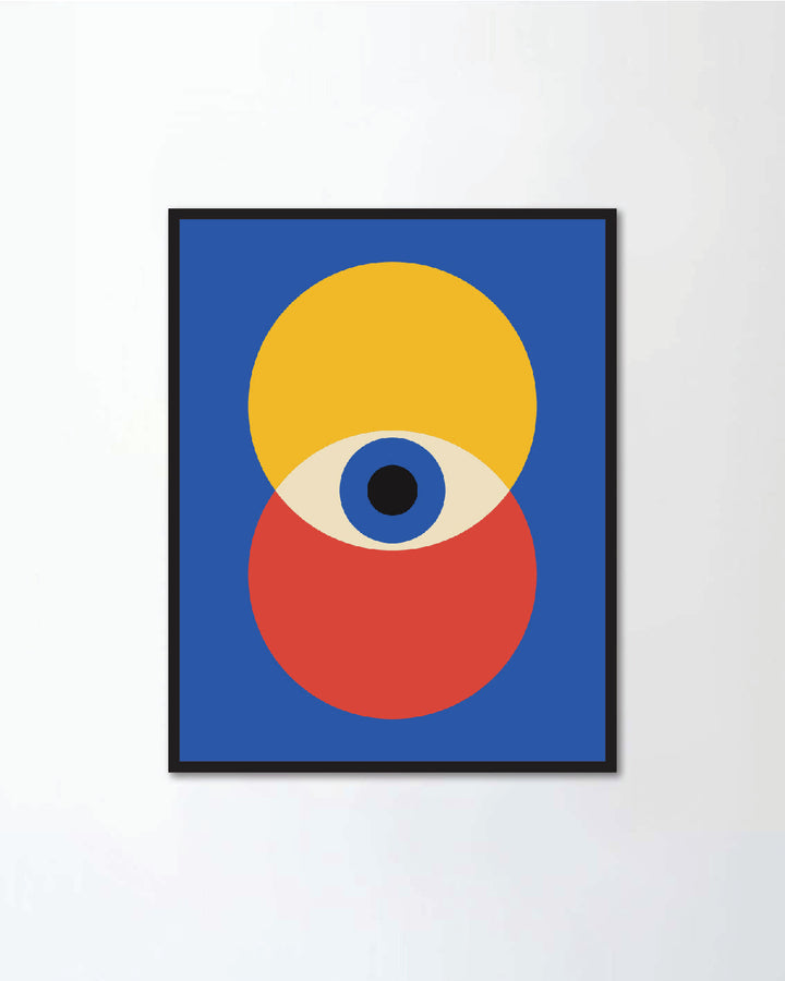 Set of minimal 20s geometric design with eyes