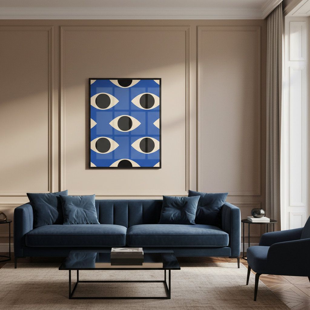 Set of minimal 20s geometric design with eyes