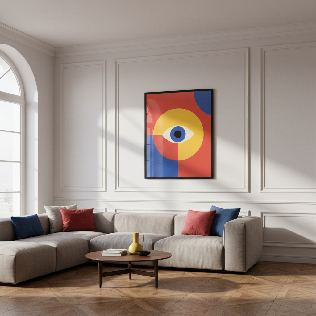 Set of minimal 20s geometric design with eyes