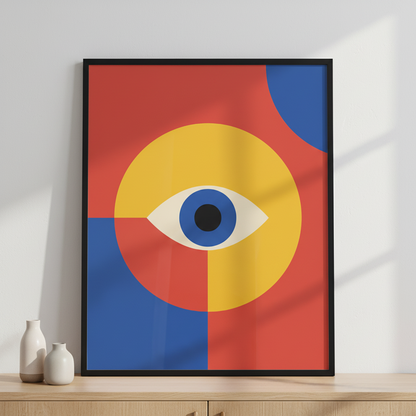 Set of minimal 20s geometric design with eyes