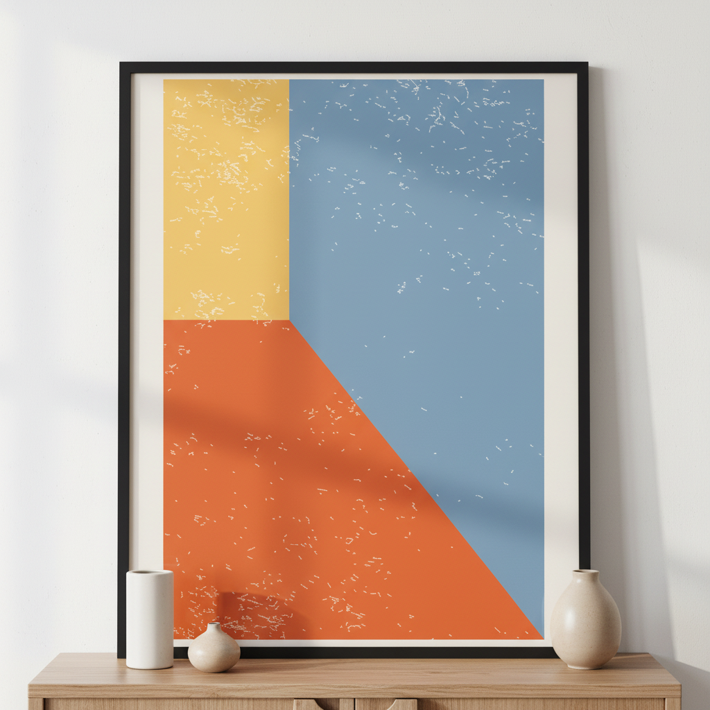 Minimal 20s geometric design poster ภาพติดผังสไตล์สแกนดิเนเวีย สำหรับตกแต่งบ้านและคอนโด พร้อมกรอบคุณภาพ