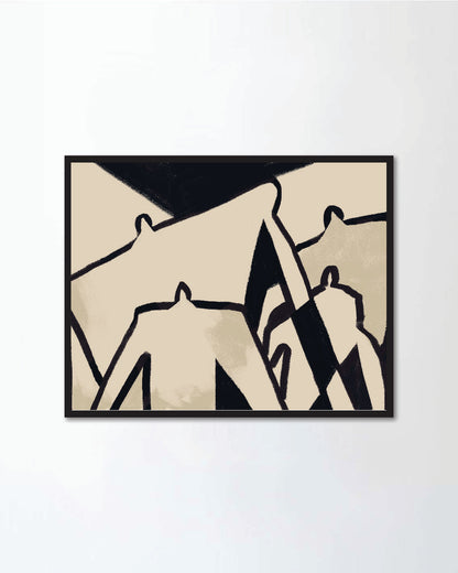 Black and white Abstract bauhaus art style (Canvas)