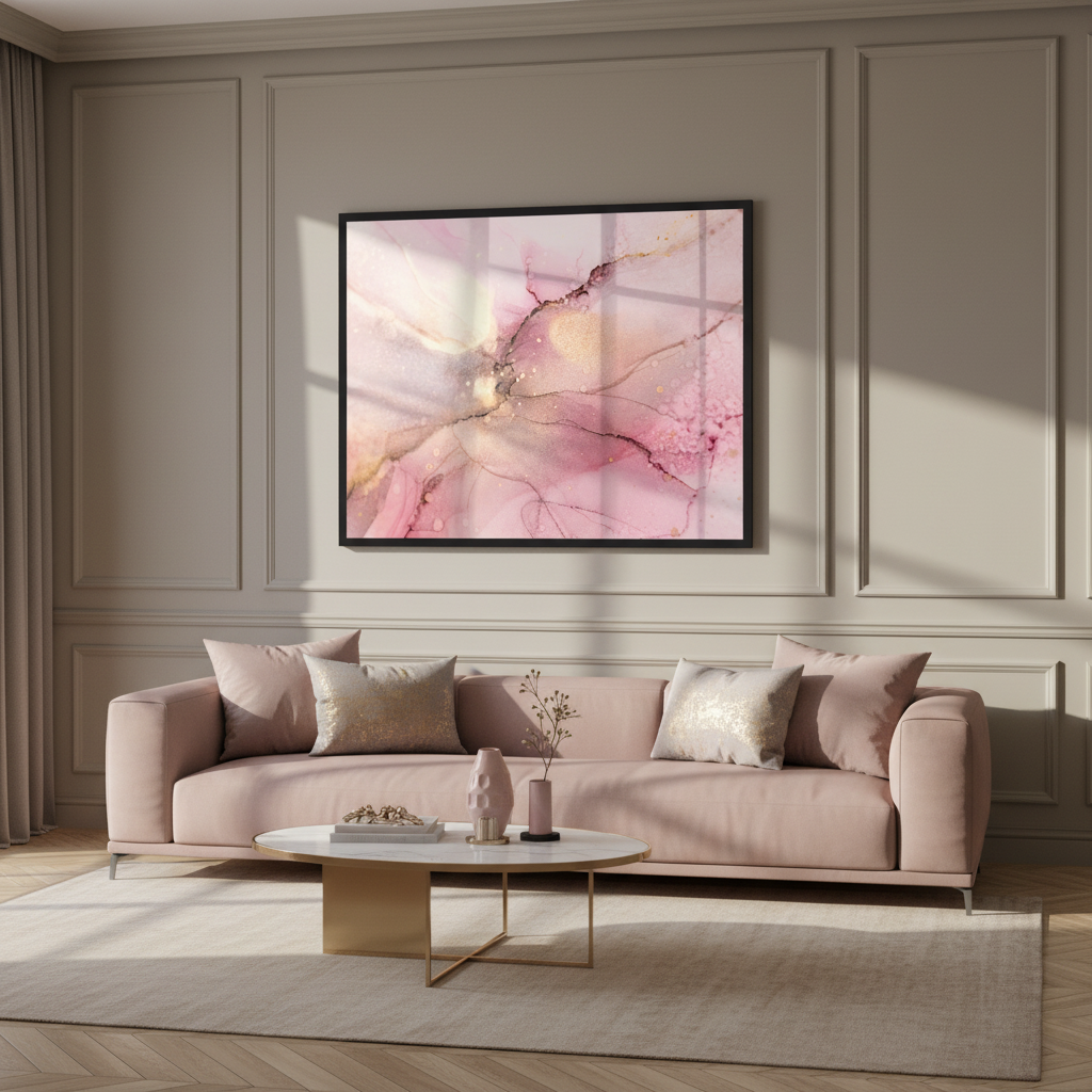Abstract pink and gold fragment of colorful background