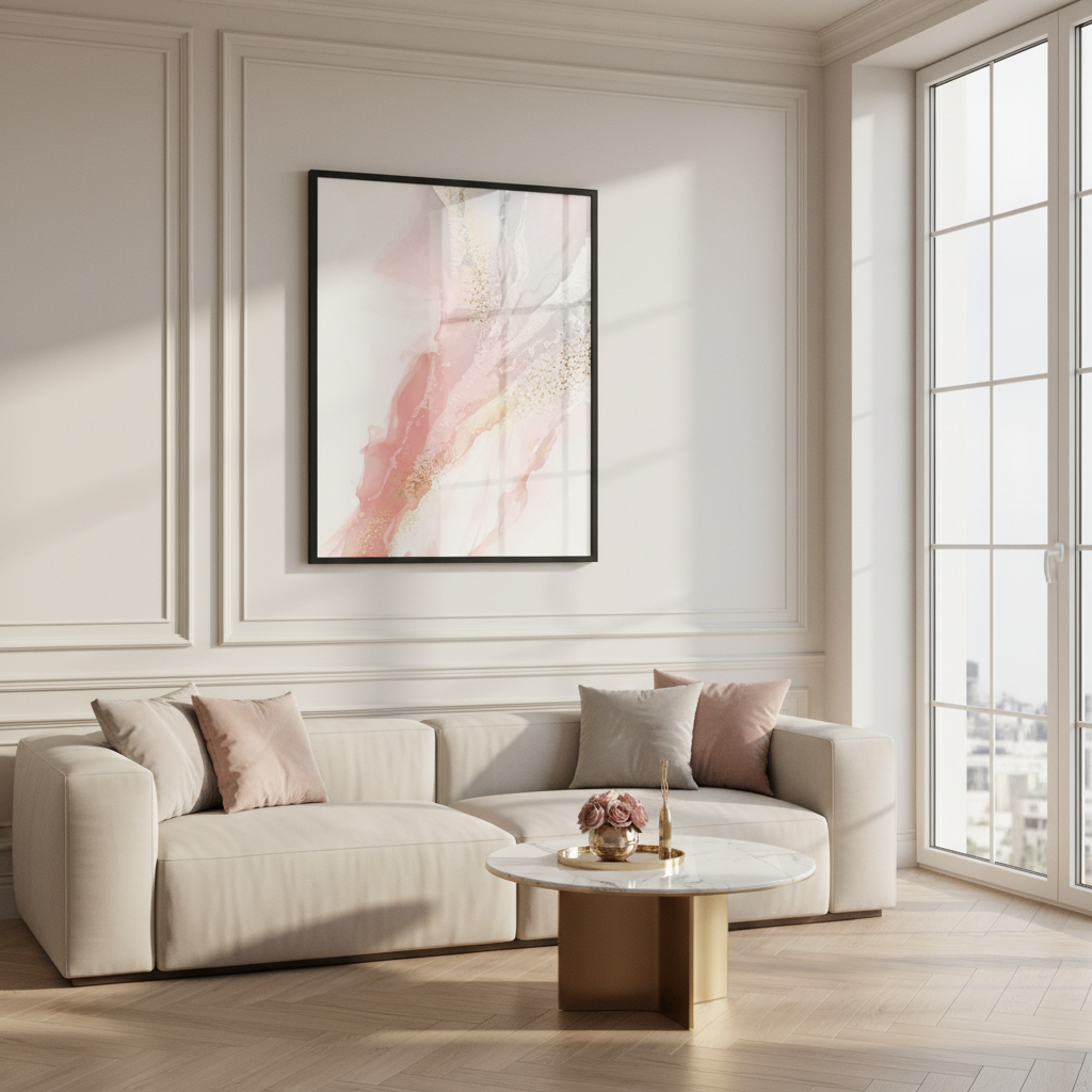 Watercolor abstract dusty pink gold