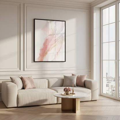 Watercolor abstract dusty pink gold