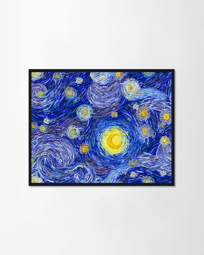 Stars and glowing moon