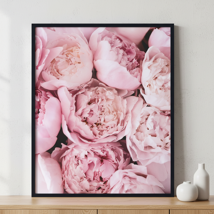 Pink Peony ภาพติดผังสไตล์สแกนดิเนเวีย สำหรับตกแต่งบ้านและคอนโด พร้อมกรอบคุณภาพ