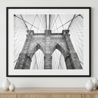 Brooklyn Bridge ภาพติดผังสไตล์สแกนดิเนเวีย สำหรับตกแต่งบ้านและคอนโด พร้อมกรอบคุณภาพ