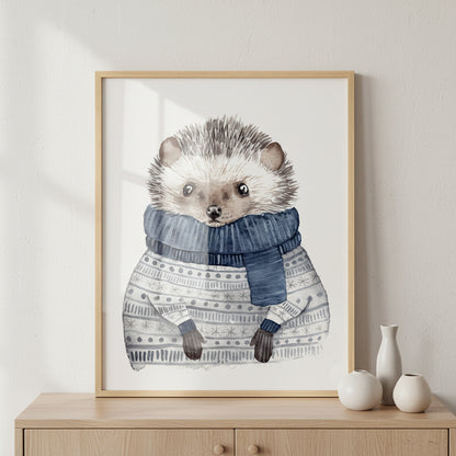 Hedgehog ภาพติดผังสไตล์สแกนดิเนเวีย สำหรับตกแต่งบ้านและคอนโด พร้อมกรอบคุณภาพ
