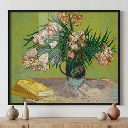 Oleanders, by Vincent Van Gogh, 1888 ภาพติดผังสไตล์นามธรรม สำหรับตกแต่งบ้านและคอนโด พร้อมกรอบคุณภาพ