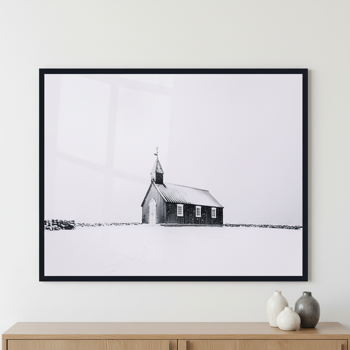 Budir black church ภาพติดผังสไตล์วิวธรรมชาติ สำหรับตกแต่งบ้านและคอนโด พร้อมกรอบคุณภาพ
