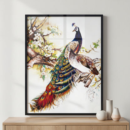 Peacocks ภาพติดผังสไตล์นามธรรม สำหรับตกแต่งบ้านและคอนโด พร้อมกรอบคุณภาพ