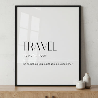Travel definition ภาพติดผังสไตล์นามธรรม สำหรับตกแต่งบ้านและคอนโด พร้อมกรอบคุณภาพ