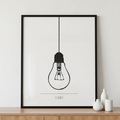 Lamp bubble outline ภาพติดผังสไตล์นามธรรม สำหรับตกแต่งบ้านและคอนโด พร้อมกรอบคุณภาพ