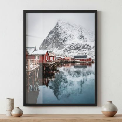 Lofoten - Norway ภาพติดผังสไตล์สแกนดิเนเวีย สำหรับตกแต่งบ้านและคอนโด พร้อมกรอบคุณภาพ