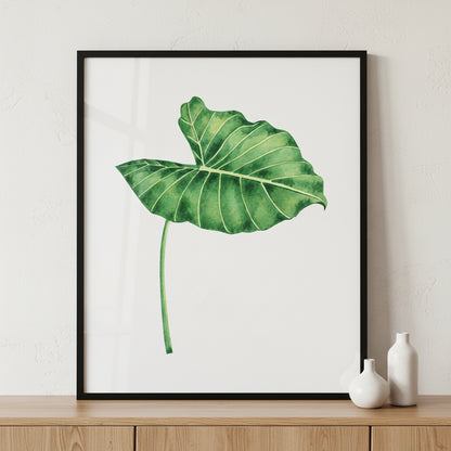 Green leaves ภาพติดผังสไตล์ธรรมชาติ สำหรับตกแต่งบ้านและคอนโด พร้อมกรอบคุณภาพ