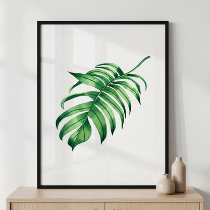 Fern green leaves ภาพติดผังสไตล์ธรรมชาติ สำหรับตกแต่งบ้านและคอนโด พร้อมกรอบคุณภาพ