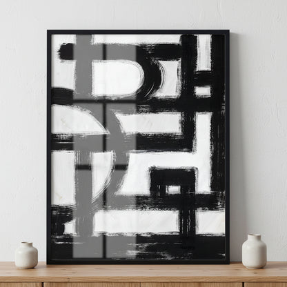 A Monochrome Abstract ภาพติดผังสไตล์นามธรรม สำหรับตกแต่งบ้านและคอนโด พร้อมกรอบคุณภาพ
