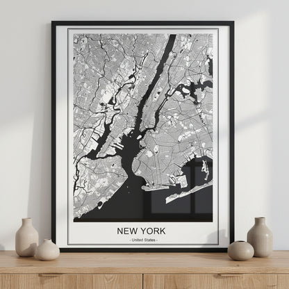 New York City ภาพติดผังสไตล์นามธรรม สำหรับตกแต่งบ้านและคอนโด พร้อมกรอบคุณภาพ