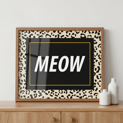 "MEOW" ภาพติดผังสไตล์นามธรรม สำหรับตกแต่งบ้านและคอนโด พร้อมกรอบคุณภาพ