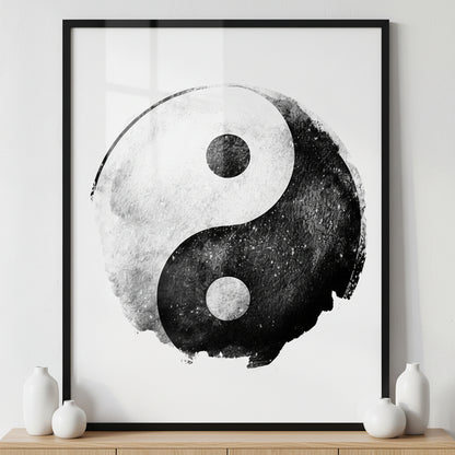 Yin and Yang ภาพติดผังสไตล์นามธรรม สำหรับตกแต่งบ้านและคอนโด พร้อมกรอบคุณภาพ