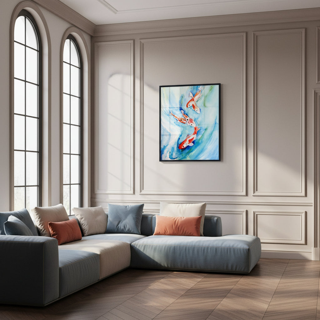 Original art of koi swimming