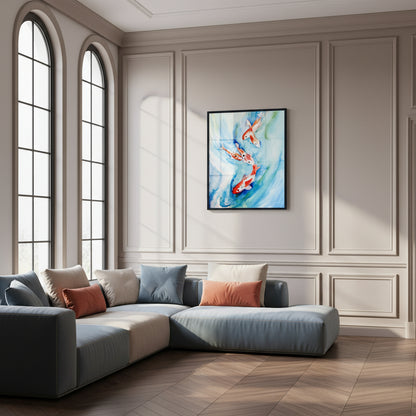 Original art of koi swimming
