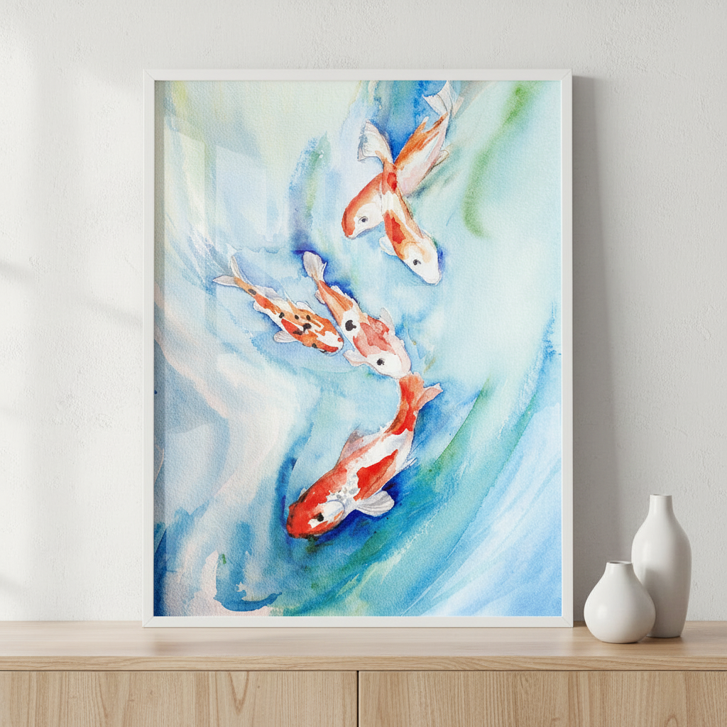 Original art of koi swimming
