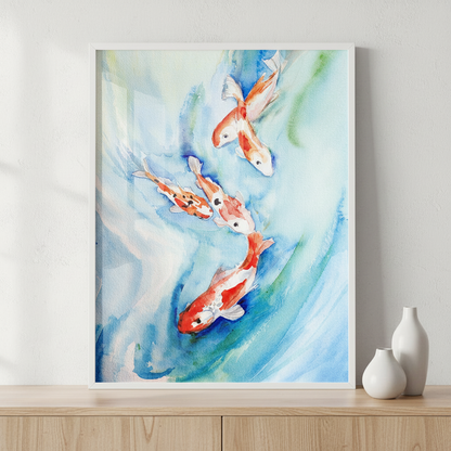 Original art of koi swimming