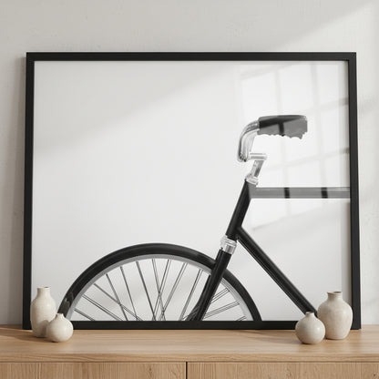 Black retro bicycle ภาพติดผังสไตล์สแกนดิเนเวีย สำหรับตกแต่งบ้านและคอนโด พร้อมกรอบคุณภาพ