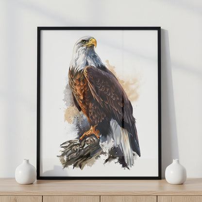 Bald Eagle ภาพติดผังสไตล์วิวธรรมชาติ สำหรับตกแต่งบ้านและคอนโด พร้อมกรอบคุณภาพ